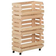 Solid Pinewood Vegetable Trolley Kitchen Cart Shelf Trolley Multi Sizes vidaXL