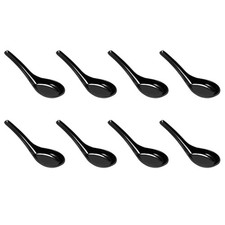 JapanBargain, Pack of 8 Black Melamine Soup Spoons, Japanese 5.5 inch,