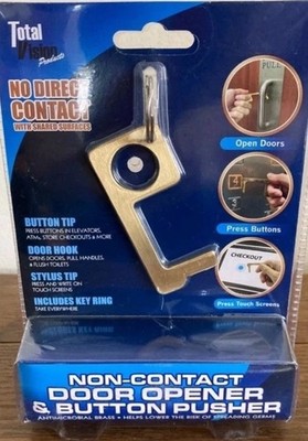 No Touch Button pusher Key Chain Door Opener Tool Contact  Germ Free New Sealed