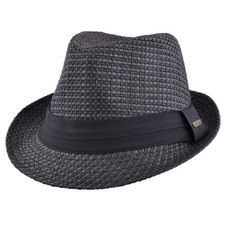 Black Straw Trilby Fedora Hat Summer Beach Sun Cap Unisex Mens Womens Panama