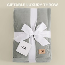 Genuine UGG Bliss Sherpa Throw Plush Blanket Fleece 50 x70" Gray NEW W/ Tags