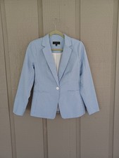 Talbots Gingham Single Button Blazer Size 4 Cotton Blend Long Sleeve Preppy