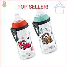 NUK Active Sippy Cup, 10 oz, 2 Pack, Disney's Cars, Lightning McQueen, BPA-Free,