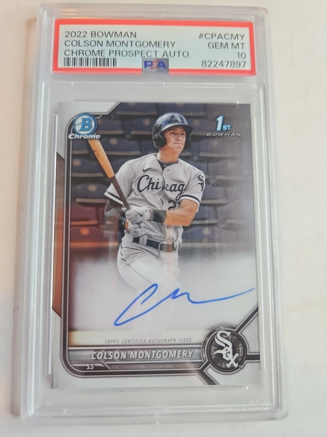 COLSON MONTGOMERY (RC) 1st Bowman AUTO 2022 Bowman Chrome Prospects PSA 10