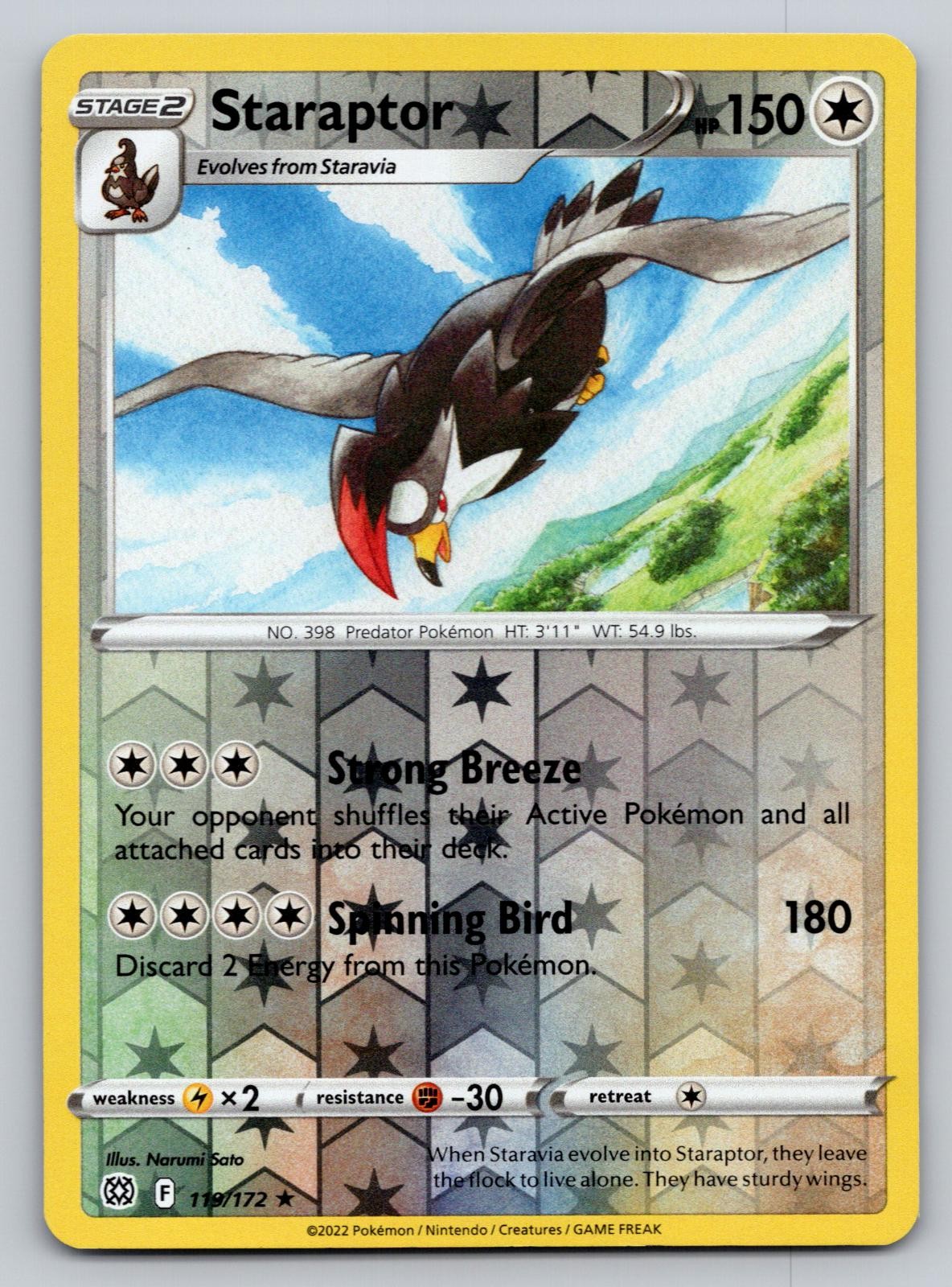 Pokemon Staraptor 119 Reverse Holo Rare Brilliant Stars 172 NM