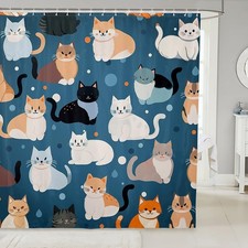 Cat Bath Curtain Kids Cartoon Pet Cats Shower Curtain For Boys Girls Children...