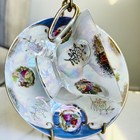 Vintage Purple Iridescent Tea Cup Gold Trim Romantic Courting Scene — photo 5