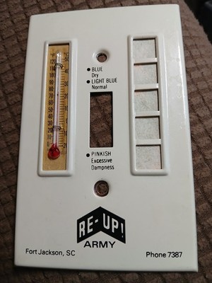 Vintage 1950's ''U.S. ARMY'' RE-UP...Fort Jackson S.C. Thermometer/ Switchplate