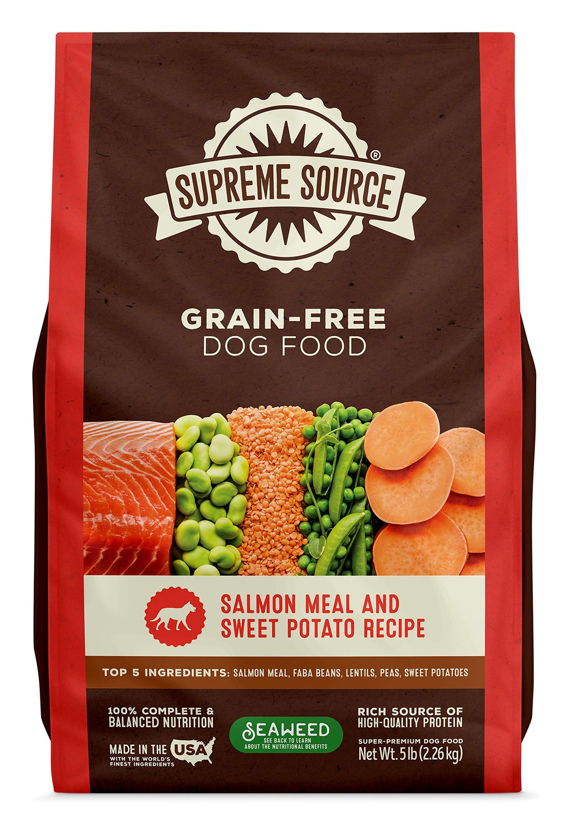 Grain Free Dry Dog Food, Salmon & Sweet Potato Recipe, 5 Pound Bag