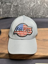 NBA Los Angeles LA Lakers Hat OSFA Gray American Flag Logo USA Ultra Game