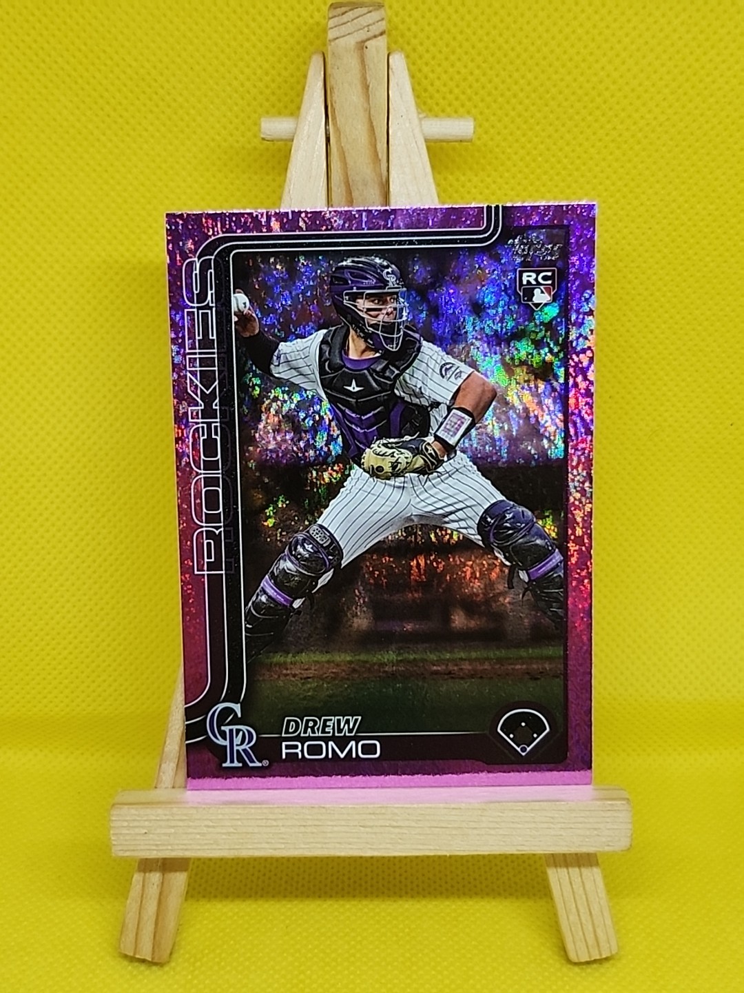 2025 Topps Series 1 Drew Romo RC Pink Holofoil Rookie #296 Colorado Rockies
