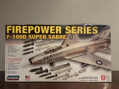 Lindberg Firepower Series F-100D Super Sabre Jet 1/48 Scale Model Kit 72521 ~New