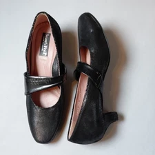 Beautifeel 7068 Black Luninous Kitten Heels Almond Toe Victoria Shoes  Pump 38