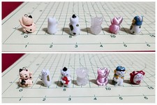 Japanese Mini Maneki Neko Cat Figurines 7pcs Tiny Ceramic Charm Set