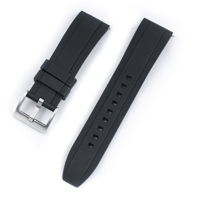 StrapHabit Quick Release Rubber Watch Strap Band FKM 20mm 22mm 20mm, Black 