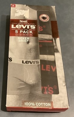 Levi's Underwear Men's Medium Cotton Elastic Waist Boxer Brief Pack of 5