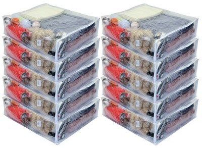 10-Pack Large 20'' x 23'' x 6'' Vinyl Plastic Zippered Storage Bags Clear 11.9 Gal