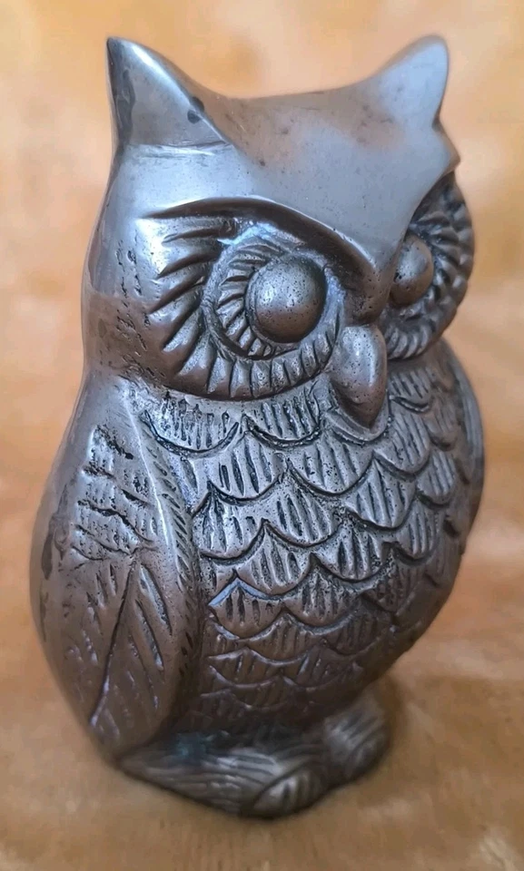 Ancienne Chouette Hibou Laiton Collection Rétro Vintage - Photo 2/4