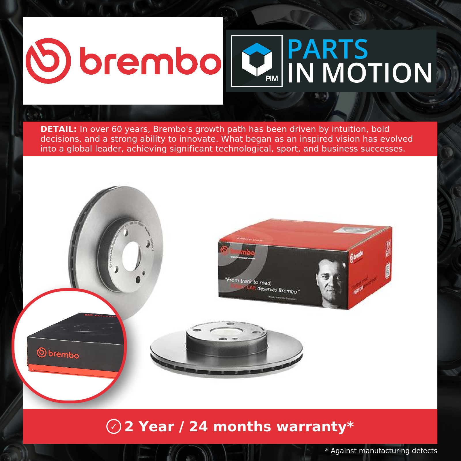 BREMBO UV Coated Vented Brake Discs Pair - Fits Mazda - 09.7379.11 - Quality - Image 4