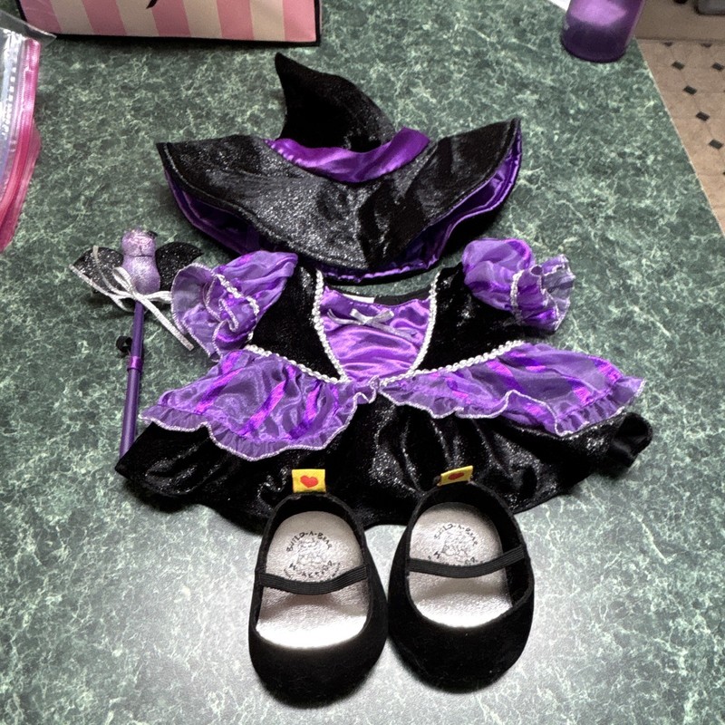Build-A-Bear Workshop Witches  Halloween Costume Purple/Black Dress