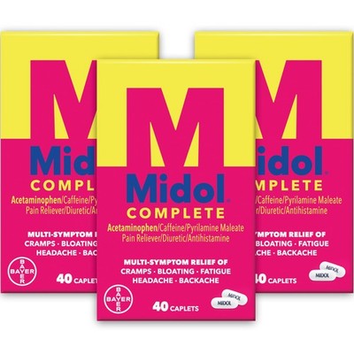 Midol Complete Menstrual Pain Relief Caplets with Acetaminophen for Period