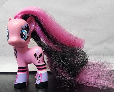 My Little Pony G4 Pinkie Pie Goth / Emo Rocker Custom Figure - Pink & Black Hair