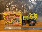 Marx Jumpin' Jeep - Original Box - Works - Tin Lithographed - Windup - US ARMY