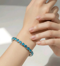 Damen Armband Biomagnetische Tennis Kugel Armband Mit Türkis Zirkonia Edelstahl