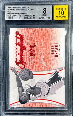 Kobe Bryant 2008-09 Hot Prospects Road to Springfield Red /5 Auto BGS8/10 NM-MT
