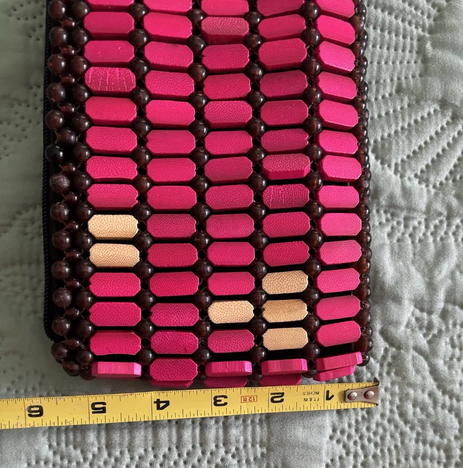 Bolso clutch africano hecho a mano con cuentas/madera Foto 4 de 4