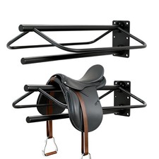 Heavy Duty Saddle Rack Wall Mount Metal Horse Stand with Pad Bar, Stands for