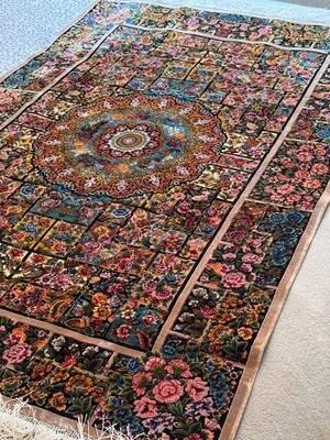 Rosenpalast Perserteppich 150x100 cm Seide Neu Luxus Orientteppich