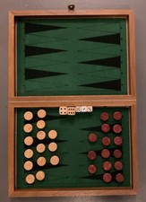 Vintage Wooden Magnetic TRAVEL Backgammon Board Game