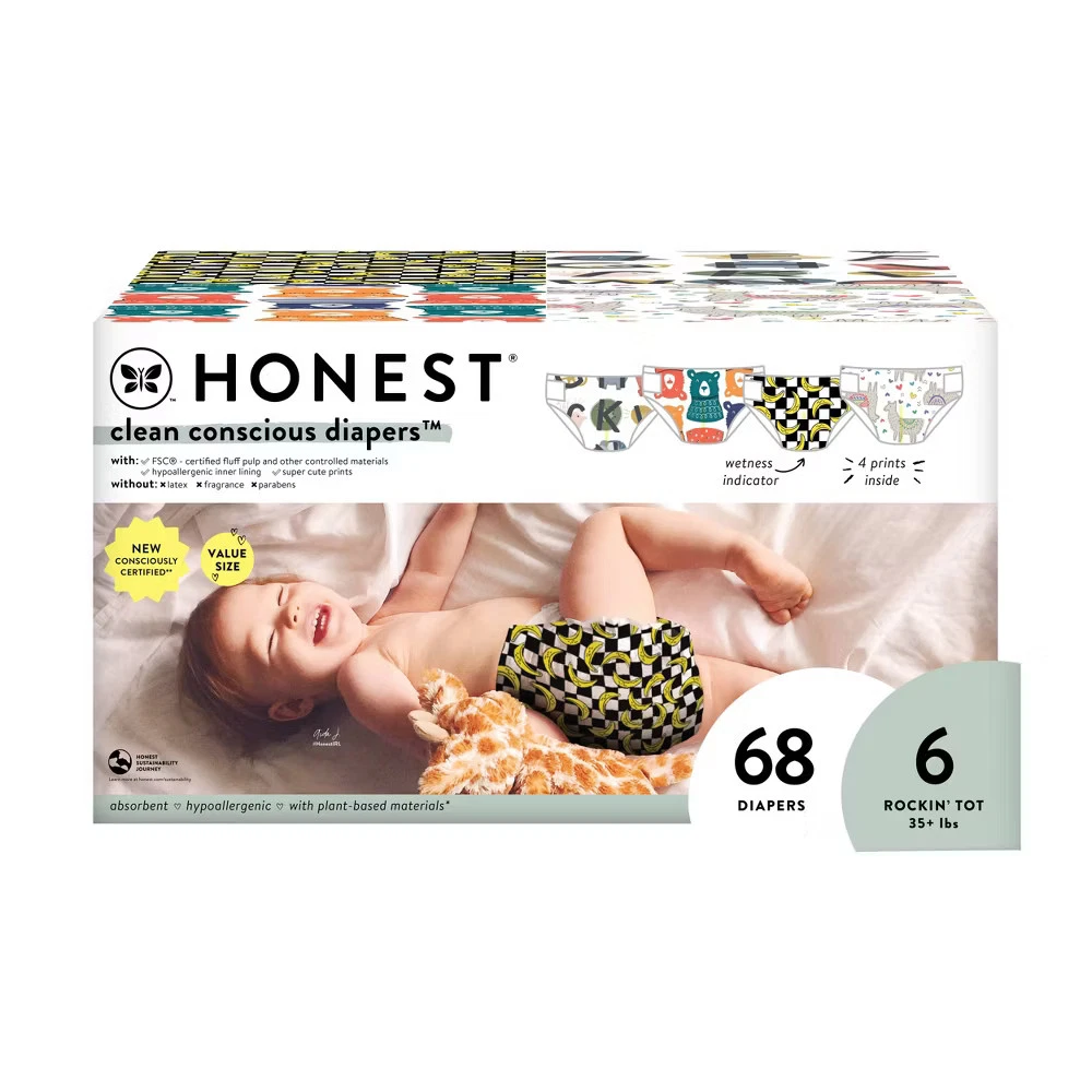 The Honest Company Clean Conscious Disposable Diapers Four Print Pack- Size 6
Opens in a new window