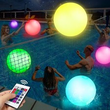 4 Pack 16Inch LED Beach Balls Light Up Pool Balls Inflatable Beach Toys for Kids