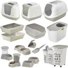 CAT CENTRE Litter Tray Open Hooded Bowl Sipper Snacker Container Grey Collection