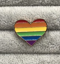 Gay Pride Enamel Rainbow Heart Lapel Pin