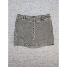 y2k GAP Corduroy Mini Skirt Button Front Olive Green Casual Skater Preppy 8