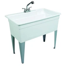 BigTub Utility Tub 40" x 24" 33" Pull-Out Faucet Polypropylene Floor White