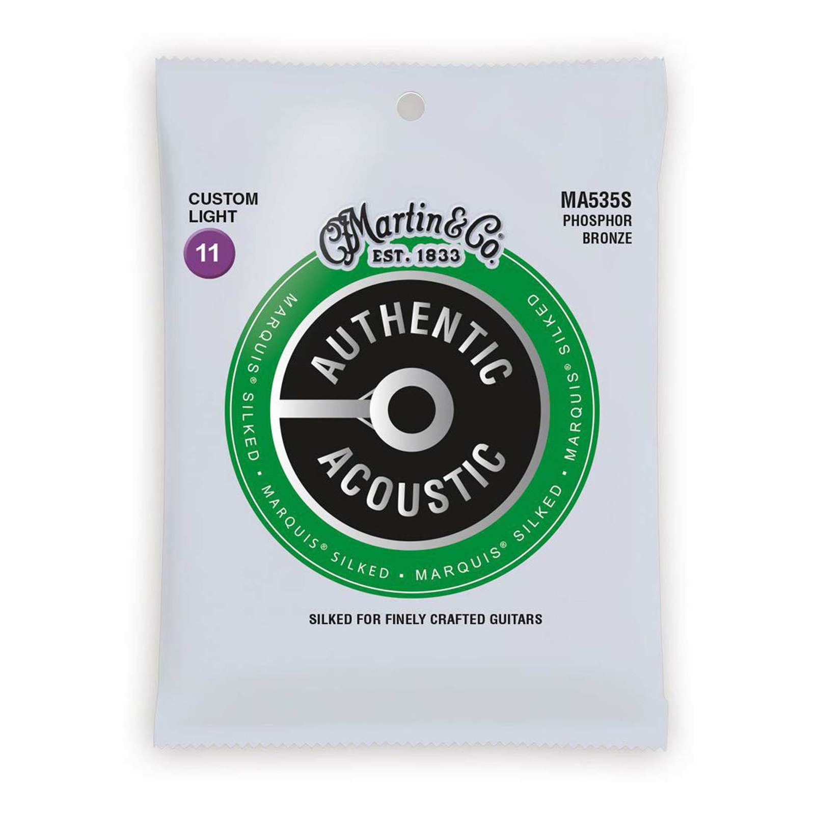 Струны для акустической гитары Martin MA535S Marquis из люминофорной бронзы изготовленные на заказ из легкого шелка 2290₽