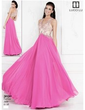Lucci Lu Size 4 Pink Beaded Prom Pageant Dress NWT