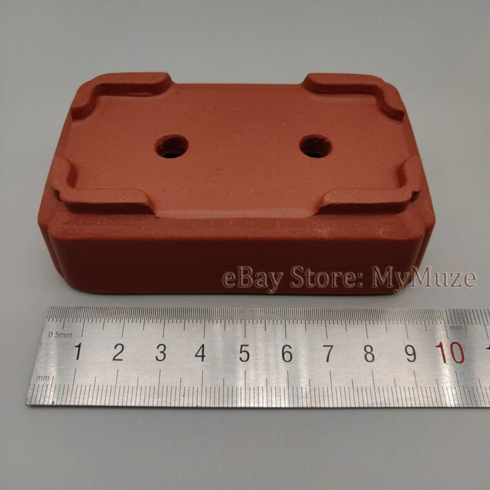 Red Chinese Yixing Rectangular Zisha Mame Shohin Bonsai Pot 9.5x5.5x3cm - Image 3 of 4
