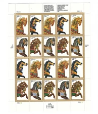 Scott # 2976/9...32 Cent...Carousel Horses...Pane of 20 Stamps...MNH 