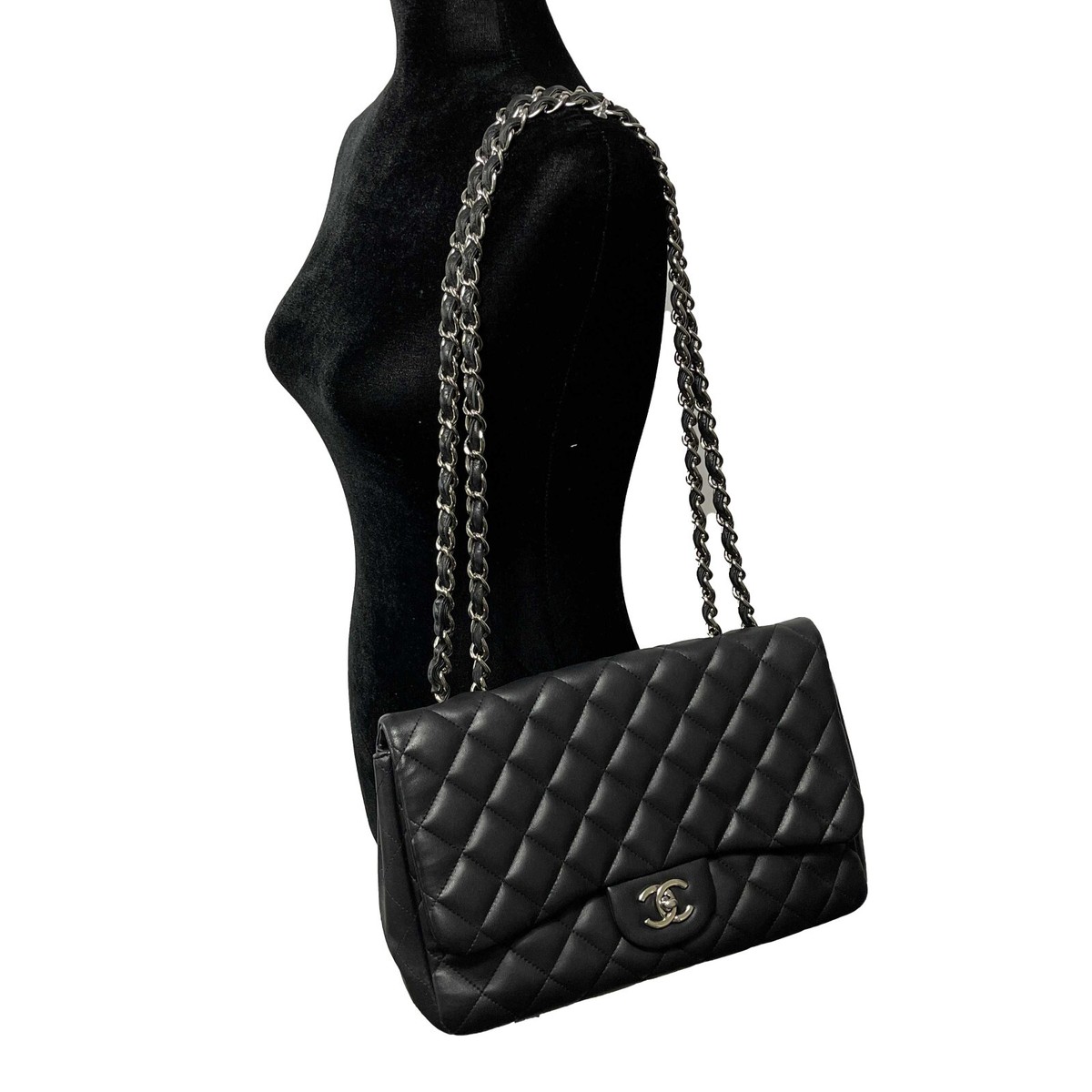 CHANEL - Jumbo Classic Flap CC Quilted Black Lambskin