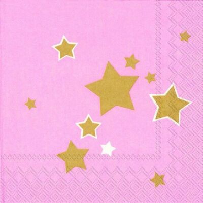 SHINY STARS hellrosegold Stern rosa 33 cm sq 3-lagig HR Lunch Servietten 20er Pack