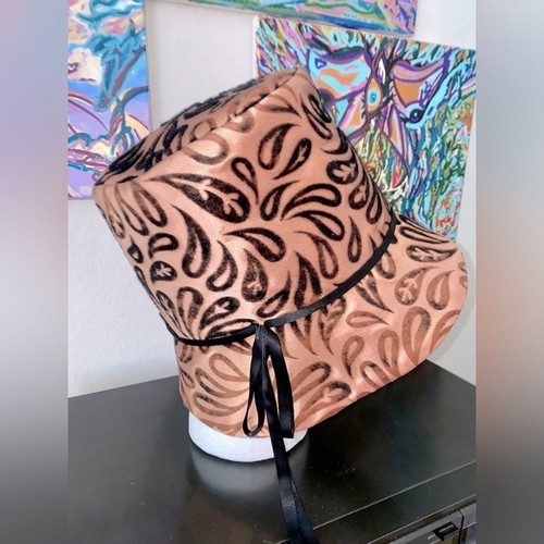 VTG Boutique Glam Bucket hat Easter Hat Mocha Rose Gold Black felt/satin/velvet - 第 3/9 張圖片