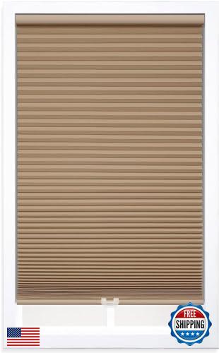 DEZ FURNISHINGS Cordless 1.5" Blackout Cellular Shade, Latte, 37" W x 60" H - Picture 1 of 5