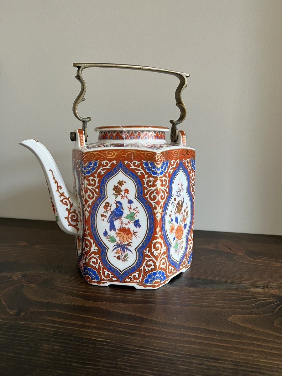 Rare Vintage Kaiser Porcelain Teapot w/ Brass Handle Made In 