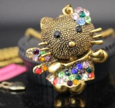 Betsey Johnson Hello Kitty Angel 3D Gold Filigree Pendant Necklace Free Gift Bag