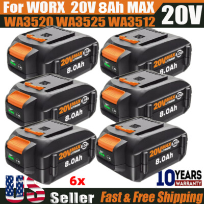 8.0AH battery For WORX WA3575 20V MAX Extend Lithium Battery 20 Volt WA3525 US